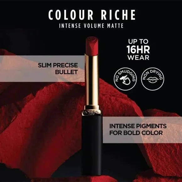 🆕 Riche Intense Volume Matte Lipstick Up to 16H Wear Shade Le Corral Irreverent - Picture 3 of 11